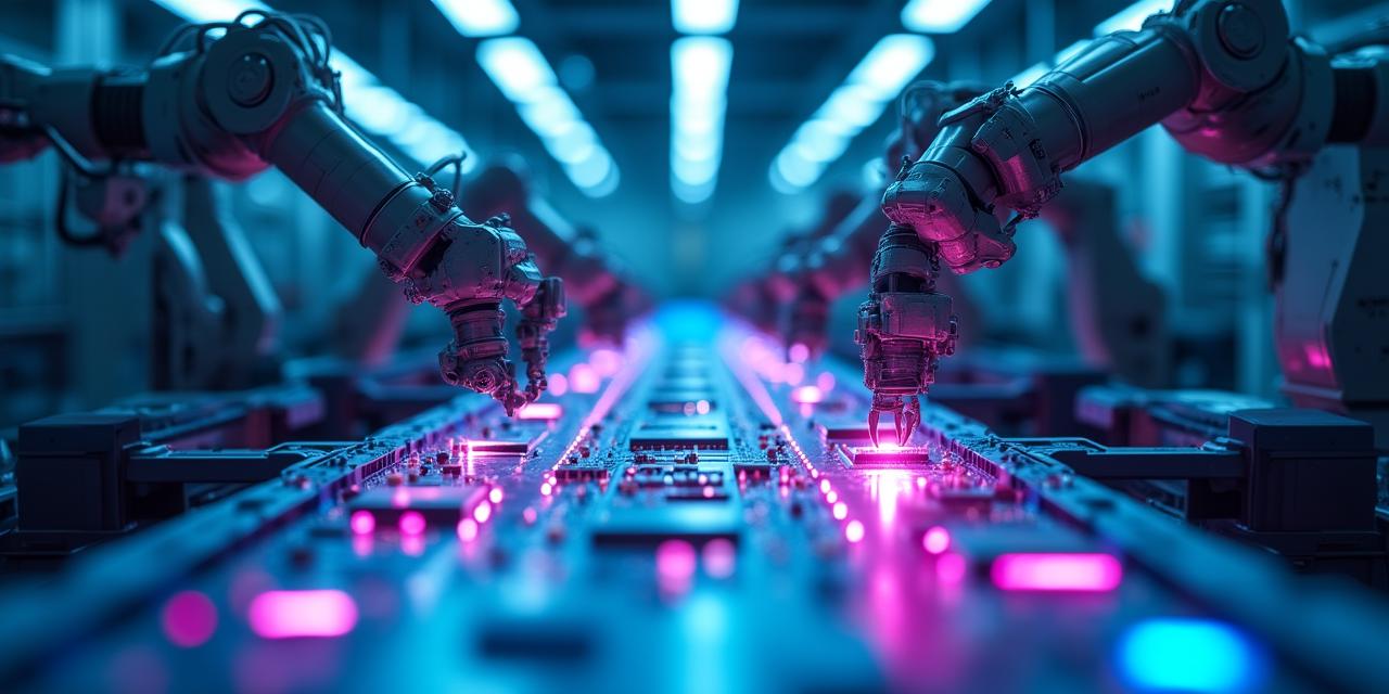 高度な自動生産ラインの全景